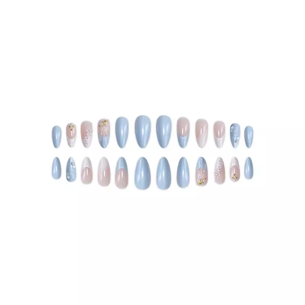 24PCS Jelly Nude Blue Cat Eye Press