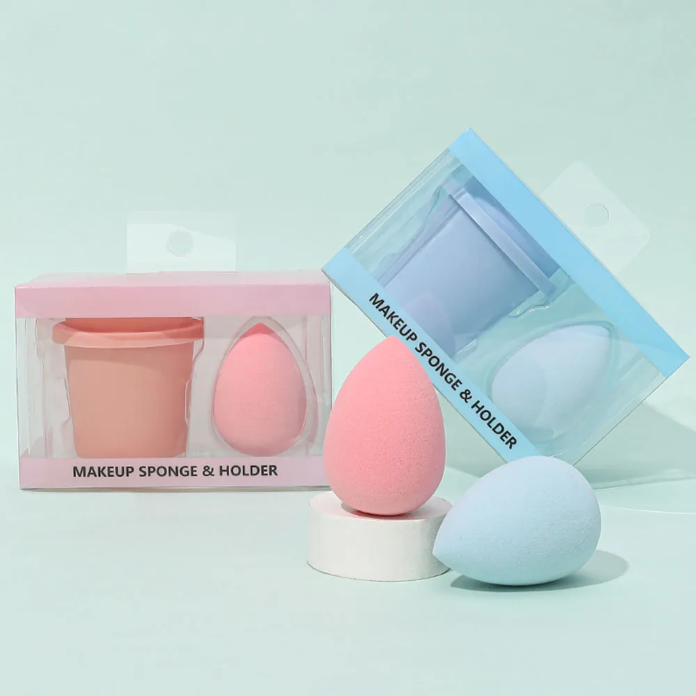 1Pc Soft Makeup Beauty Sponge with Coffee Cup Style Storage Holder