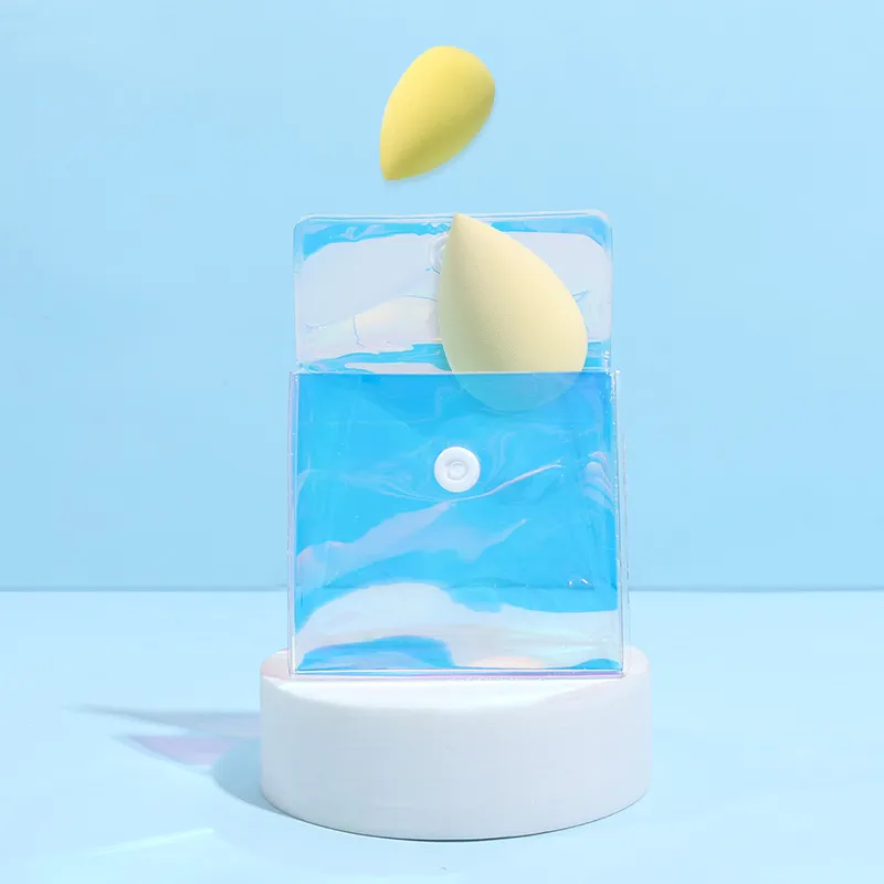 Makeup blenders with bright colored bags