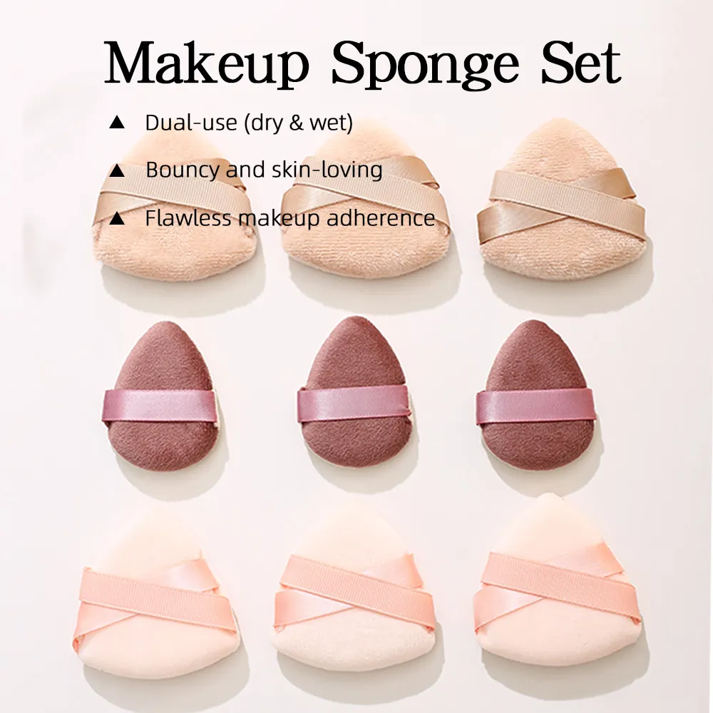 9pcs Crystal Velvet Powder Puff Kit